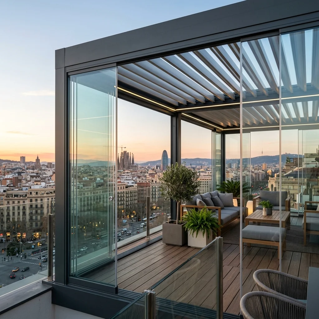 Cerramiento lateral de terraza en Valencia: cristal, estor screen o cortina técnica
