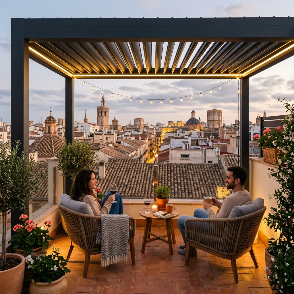 Pérgola bioclimática para terraza pequeña en Valencia: soluciones reales