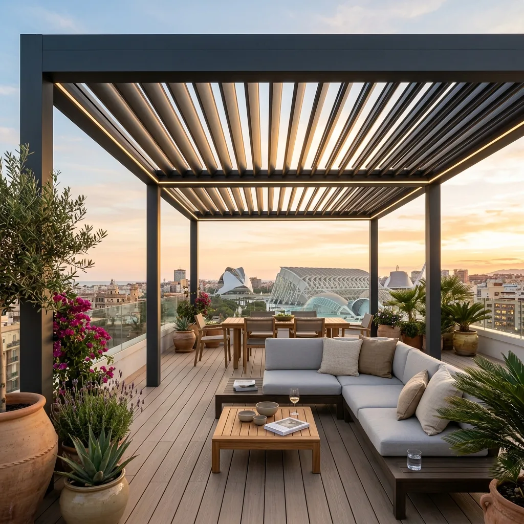 Qué es una pérgola bioclimática en una terraza de Valencia