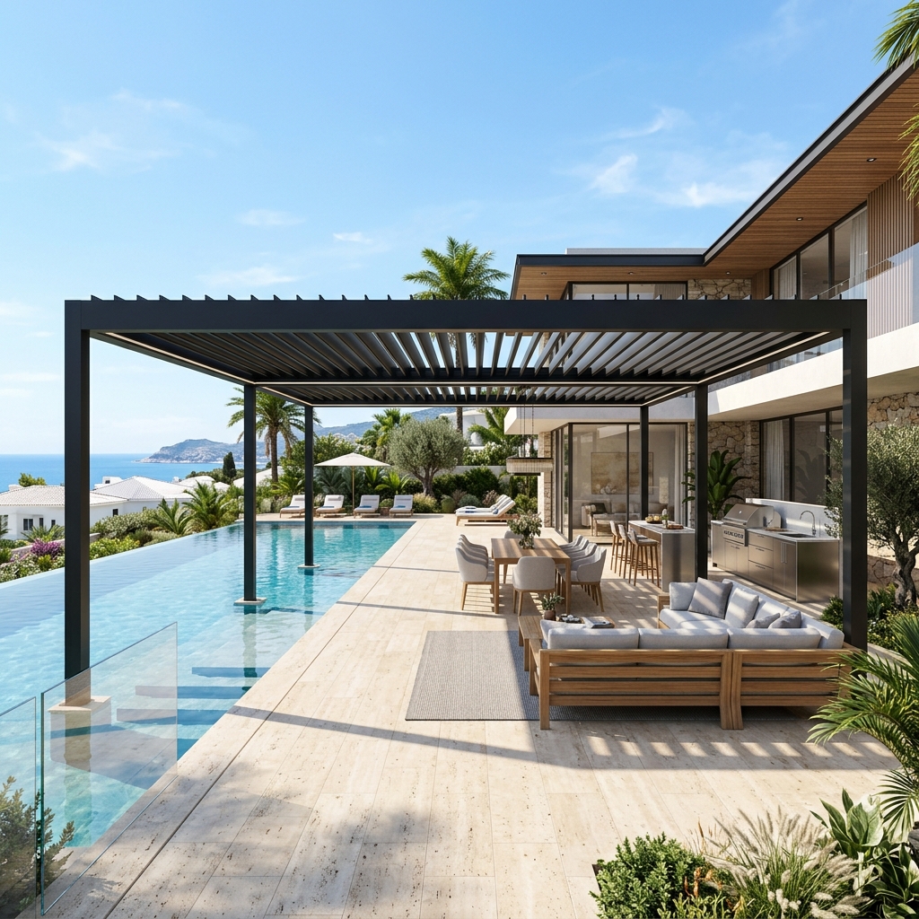 Proyecto de pérgola bioclimática de gran formato 5x5 metros en Valencia